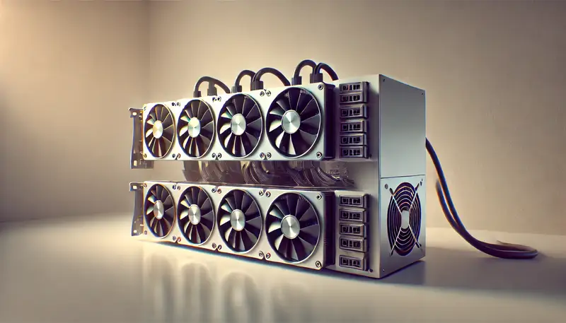 Equipamento de mineração de criptomoedas em operação