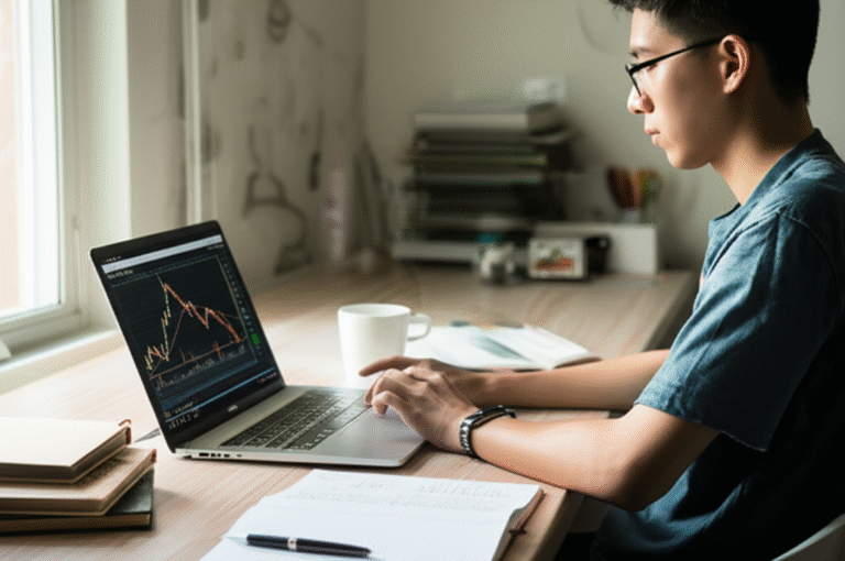 Aprendendo sobre Criptomoedas Jovem estudando sobre criptomoedas
