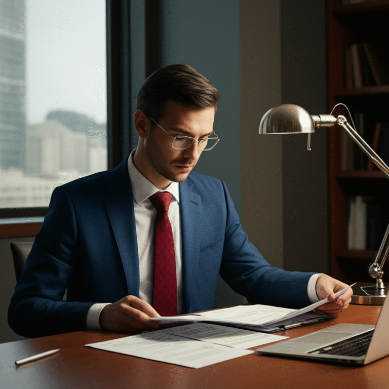 Homem analisando documentos relacionados a tokenização imobiliária