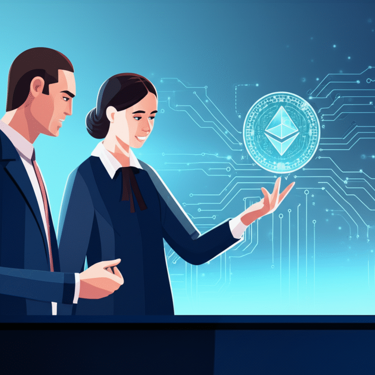Futuro da Tokenização e Direito Ilustração de um aperto de mão digital com blockchain ao fundo