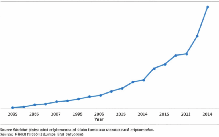 Adoção Crescente de Criptomoedas Gráfico mostrando o crescimento do interesse em criptomoedas
