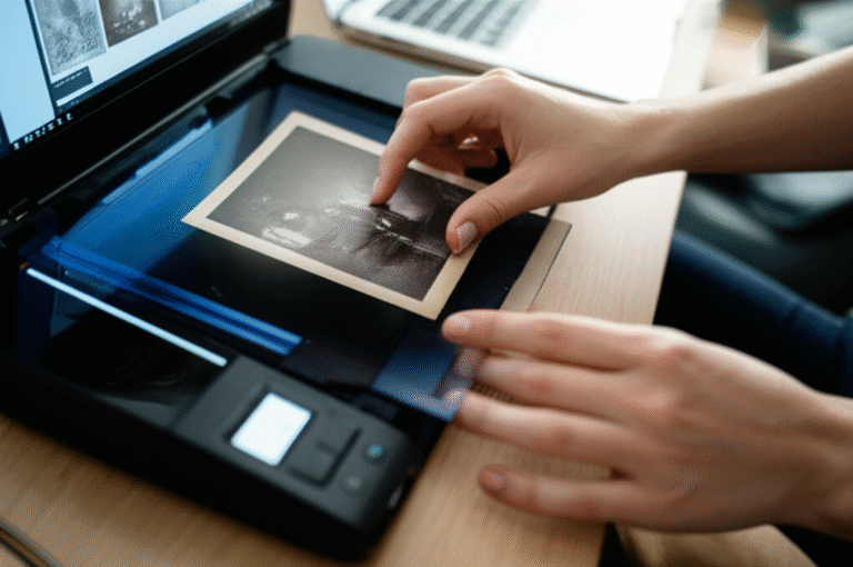 Pessoa digitalizando uma foto antiga para tokenização.