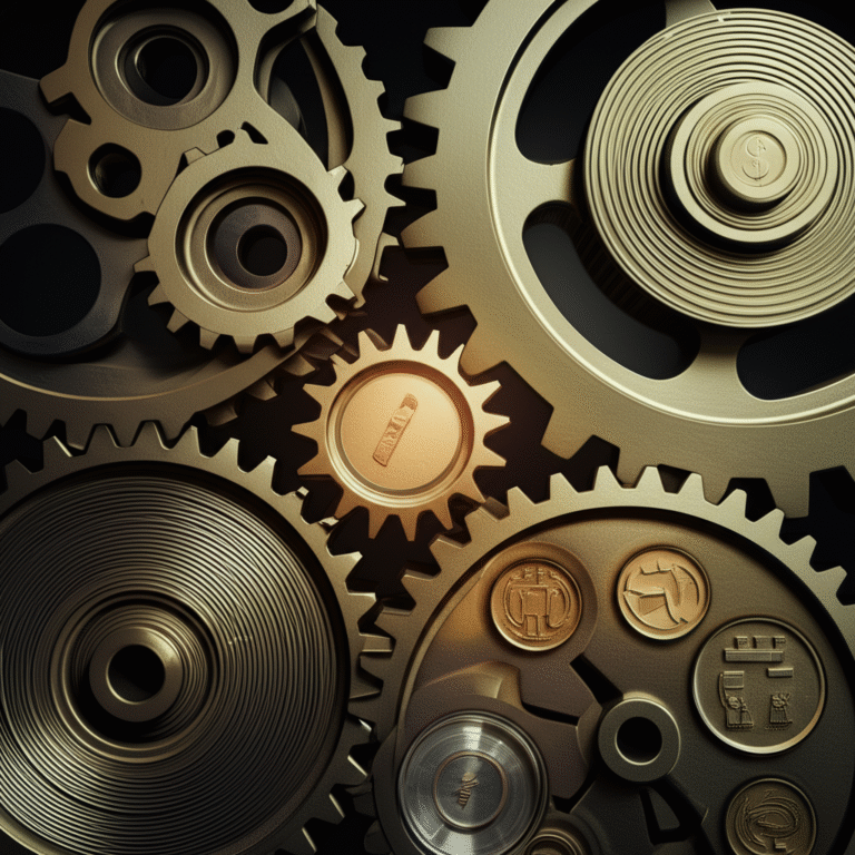 Engrenagens se encaixando, representando inovação e colaboração