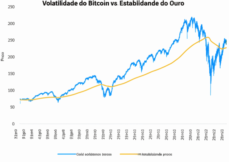 Comparação gráfica entre a volatilidade do Bitcoin e do ouro