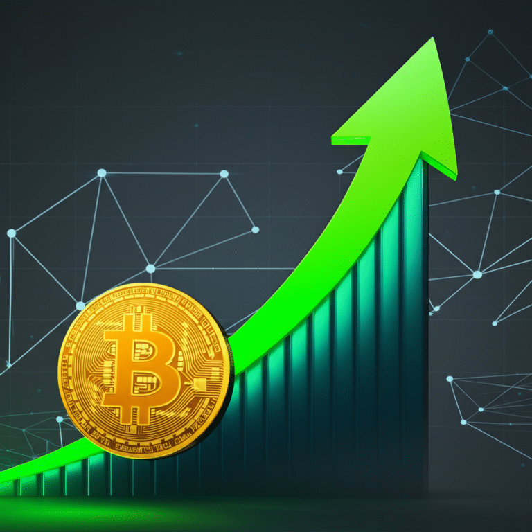 Gráfico de crescimento exponencial com símbolo de criptomoeda